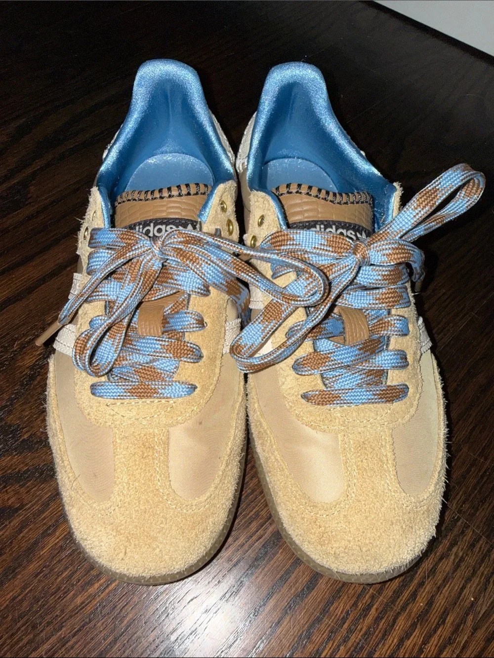 adidas wales bonner Suede Sneakers in Tan and Light Blue